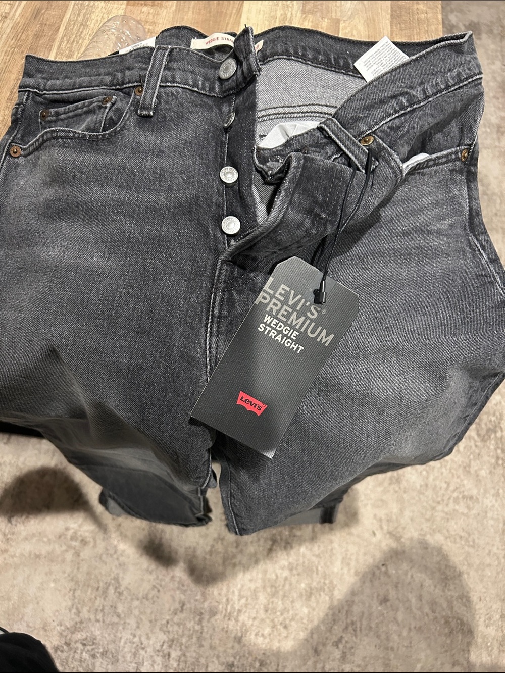 Levi's Black Washed Straight Jeans